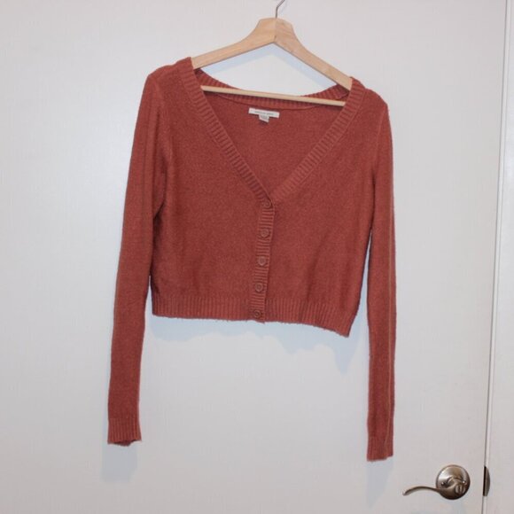 American Eagle V-Neck Button Down Cropped Cardigan Women's Size XS in Rust - Picture 5 of 10